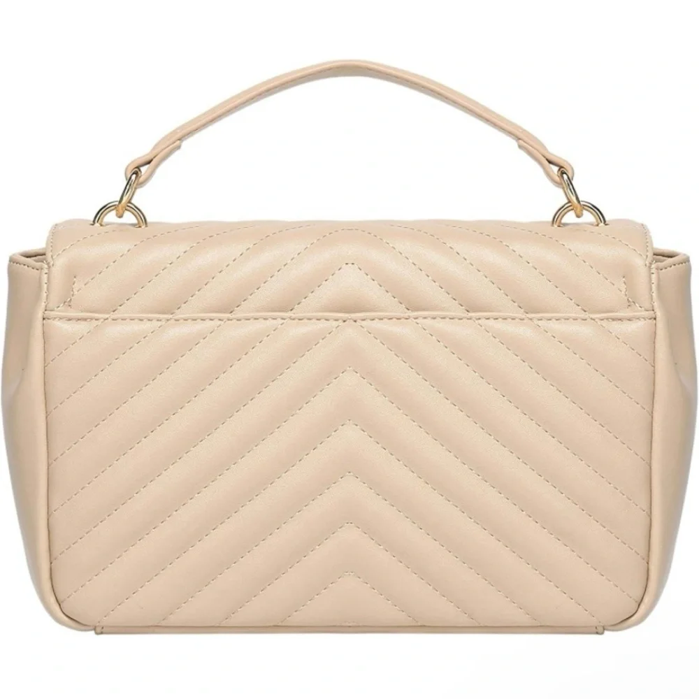 NWT beige Daisy Rose chevron flap top-handle/crossbody bag - Picture 5 of 11
